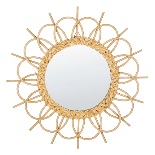 Beliani Wall Mirror TELAKIA 60 cm 60 cm Rattan Natural