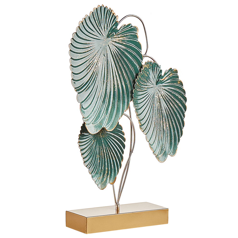 Beliani Figurine Leaf Sodium Metal Teal