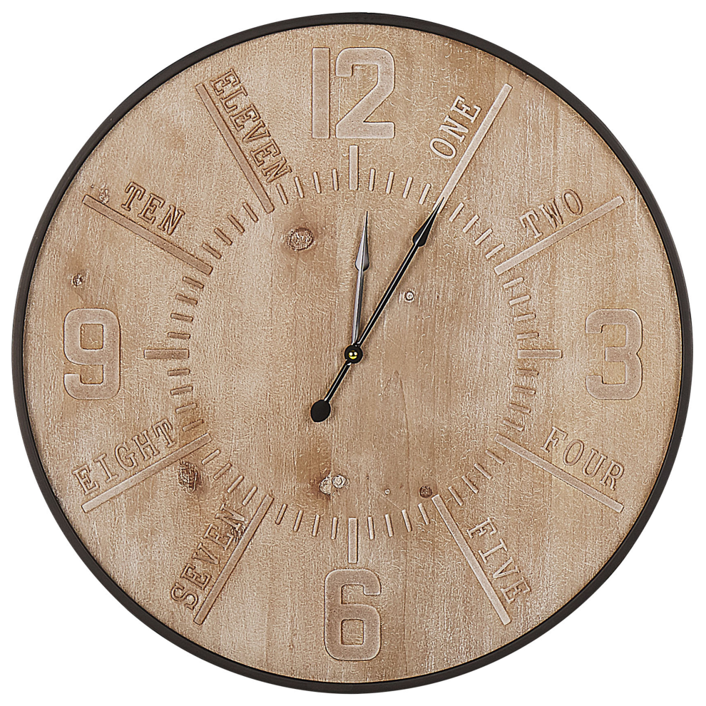 Beliani Wall Clock Dole 60 Cm Light Brown
