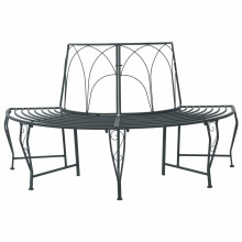 vidaXL Tree Bench 4-Seater 160 x 80 x 89 cm Steel Silver Grey