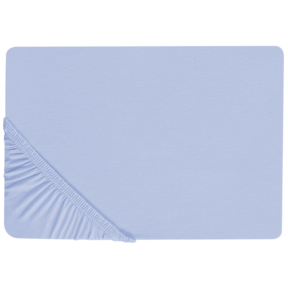 Photos - Bed Linen Beliani Fitted Sheet JANBU Cotton 180 x 200 cm Light Blue 