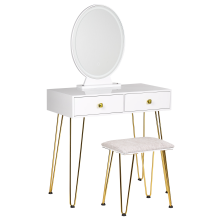 Dressing Table with Mirror and Stool CAEN LED White
