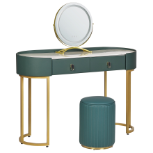 Dressing Table with Mirror and Stool VINAX LED Dark Green