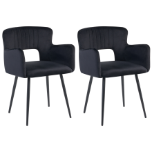 Set of 2 Dining Chairs SANILAC Velvet Black