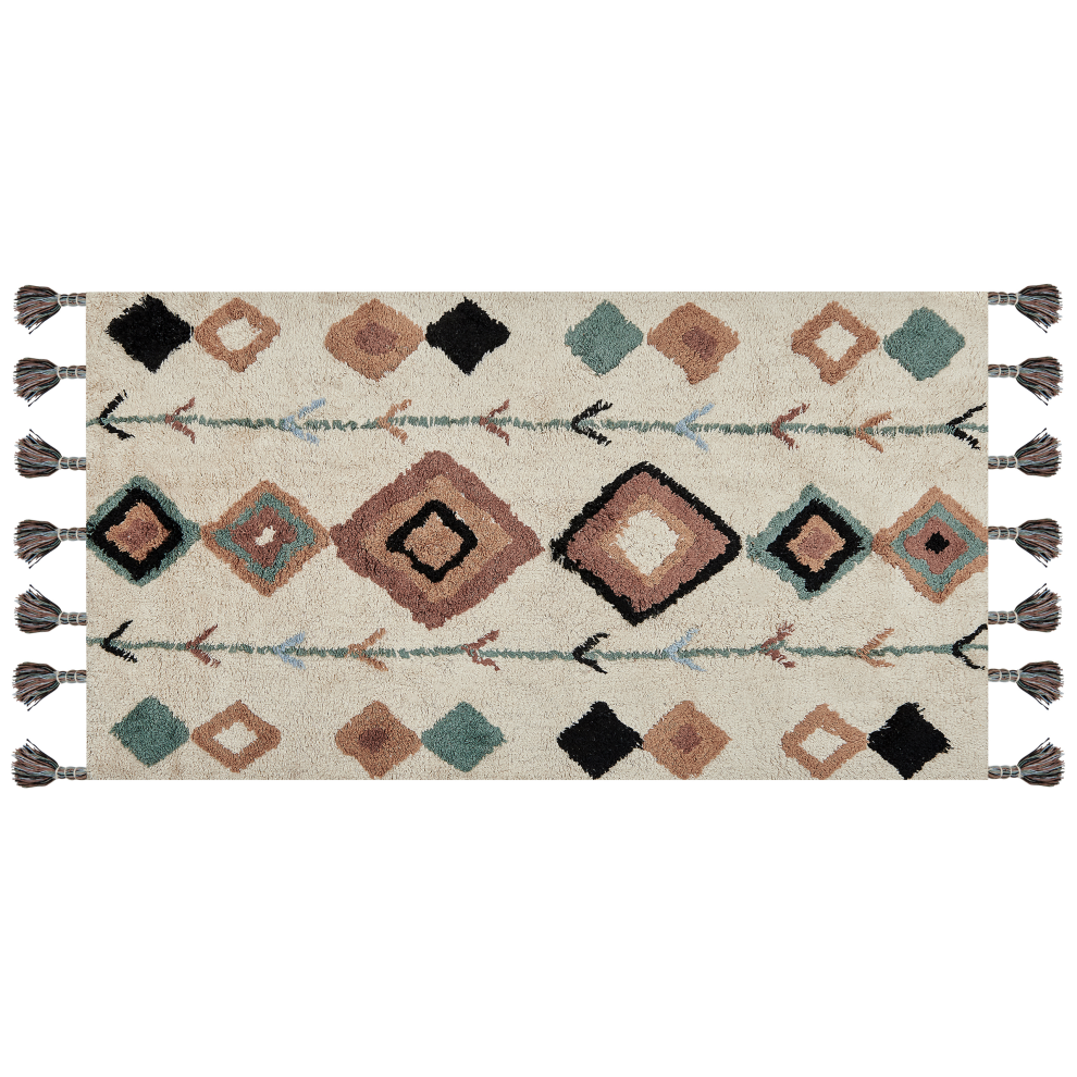 Photos - Area Rug Beliani Rug ESKISEHIR Beige 80 x 150 cm Cotton Cream 