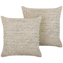 Set of 2 Decorative Cushions HOWEA Cotton 45 x 45 cm Beige Geometric Pattern
