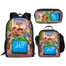 (2, 17-inch backpack + lunch bag + pencil case) Toy Story 5 Backpack Set 3-Piece School Bag DIY Custom Backpack Youth Casual Daypack