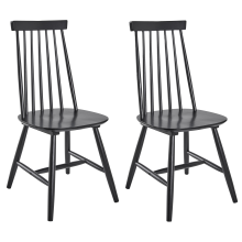 Set of 2 Dining Chairs BURBANK Wood Black