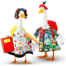 2 Pack Back to School Costume Set, 23" Cement Garden Statue Outfit with School Bag, Pencils & Notebook