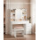 Dressing Table - Engineered Wood - Cloud White - LED Lights with Adjustable Brightness and Drawers 8
