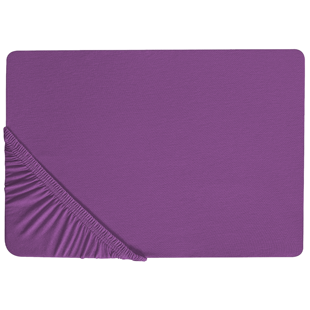 Photos - Bed Linen Beliani Fitted Sheet JANBU Cotton 180 x 200 cm Purple 