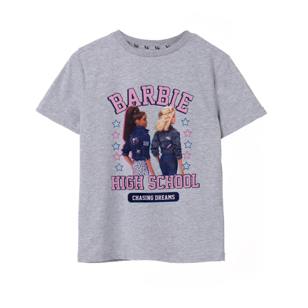 Barbie (9-10 Years) Short Sleeved T-Shirt (Girls Grey)