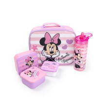 Disney Minnie Mouse Lunch Bag Bottle and 3 Snack Pot (Girls Pink)