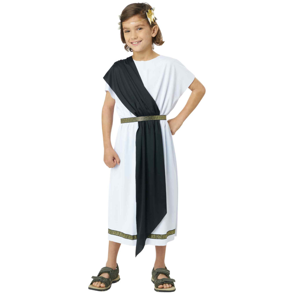 Photos - Fancy Dress , White) Basic Toga Yellow & Black Shawls Greek Roman Book Week Girls Boys Costume White,Black,Yellow(Large (10-12)