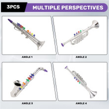 3Pcs Kids Musical Instruments Toy Clarinet,Saxophone Trumpet,Wind and Brass Musical Instruments Combo for Toddlers