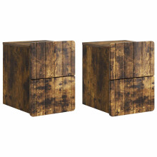 vidaXL Wall-Mounted Bedside Cabinet 2 pcs Smoked Oak 33 x 34.5 x 43 cm