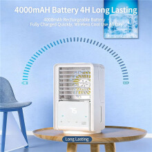 White Portable Cooling Desk Fan with Rechargeable Battery, Quiet Oscillating Personal Fan