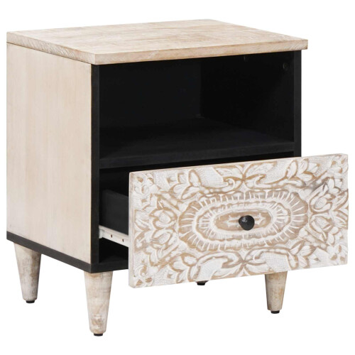 VidaXL vidaXL Bed cabinet 2 pcs White 40 x 33 x 46 cm Solid Mango Wood 1