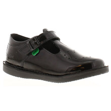 (Black, 11 (Children's)) Kickers Girls School Shoes Younger Girls Kopi T Bar Heart Leather Buckle black U