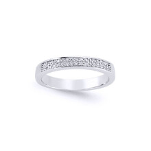 (R) Jewelco London Ladies Sterling Silver Cubic Zirconia 2 Row Pave Eternity Ring - GVR617