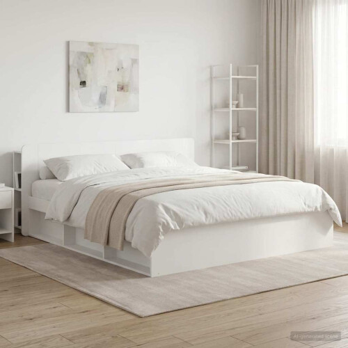 VidaXL vidaXL Headboard Cabinet with Storage High Gloss White Engineered Wood