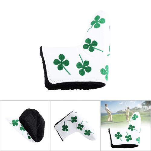 Premium Golf-Putter-Cover Weiß mit Fellfutter 2
