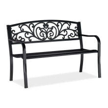 Banc de jardin vintage confortable 120 x 60 x 80 cm avec coussin moelleux en
