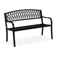 Banc de jardin design antique confortable 120 x 60 x 50 cm en métal noir