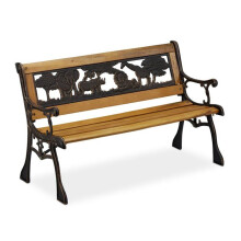 Banc de jardin enfants motifs animaux 100 x 40 x 50 cm en bois marron