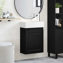 vidaXL Bathroom Vanity Unit with Tap Black 45.5 x 22.5 x 84 cm