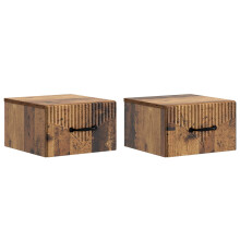 vidaXL Wall-Mounted Bedside Cabinet 2 pcs Old Wood 34.5 x 33 x 20 cm