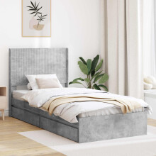 vidaXL Bed Frame with Storage and Headboard Concrete Grey 90 x 190 cm