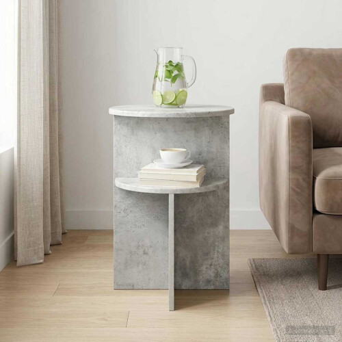 VidaXL vidaXL Side Table Concrete Grey Ø 39.5 x 55 cm Engineered Wood