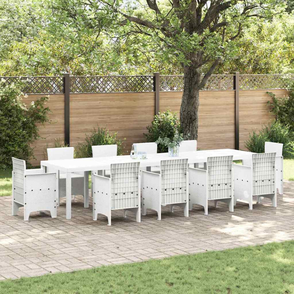 Vidaxl Garden Table White 350 X 100 X 74 Cm Poly Rattan