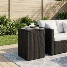 vidaXL Side Table Black 35 x 35 x 70 cm Poly Rattan