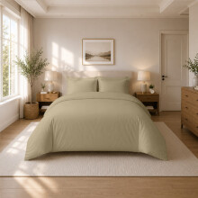 (Double (200x200cm), Beige) Luxury Dyed Duvet Cover Set | 100% Soft Microfiber Bedding | Matching Pillowcases Included