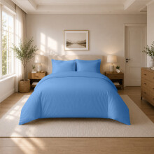 (Single (135x200cm), Light Blue) Luxury Dyed Duvet Cover Set | 100% Soft Microfiber Bedding | Matching Pillowcases Included