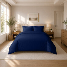 (Single (135x200cm), Navy Blue) Luxury Dyed Duvet Cover Set | 100% Soft Microfiber Bedding | Matching Pillowcases Included