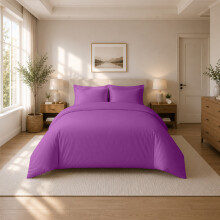 (King (230x220cm), Purple) Luxury Dyed Duvet Cover Set | 100% Soft Microfiber Bedding | Matching Pillowcases Included
