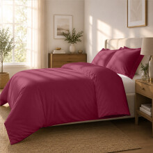 (King (230x220cm), Burgundy) Luxury Dyed Duvet Cover Set | 100% Soft Microfiber Bedding | Matching Pillowcases Included