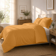 (King (230x220cm), Mustard Yellow) Luxury Dyed Duvet Cover Set | 100% Soft Microfiber Bedding | Matching Pillowcases Included