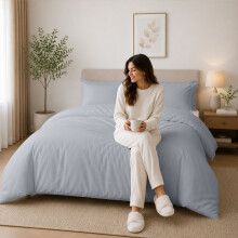 (Single (135x200cm), Silver) Luxury Dyed Duvet Cover Set | 100% Soft Microfiber Bedding | Matching Pillowcases Included
