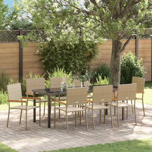 VidaXL vidaXL Garten Essgruppe 9 stk. Beige Poly-Rattan