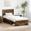 VidaXL vidaXL Bed Frame with Headboard Smoked Oak 90 x 200 cm Solid Pine Wood 1