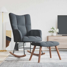 vidaXL Rocking Chair with Footstool Dark Grey Velvet