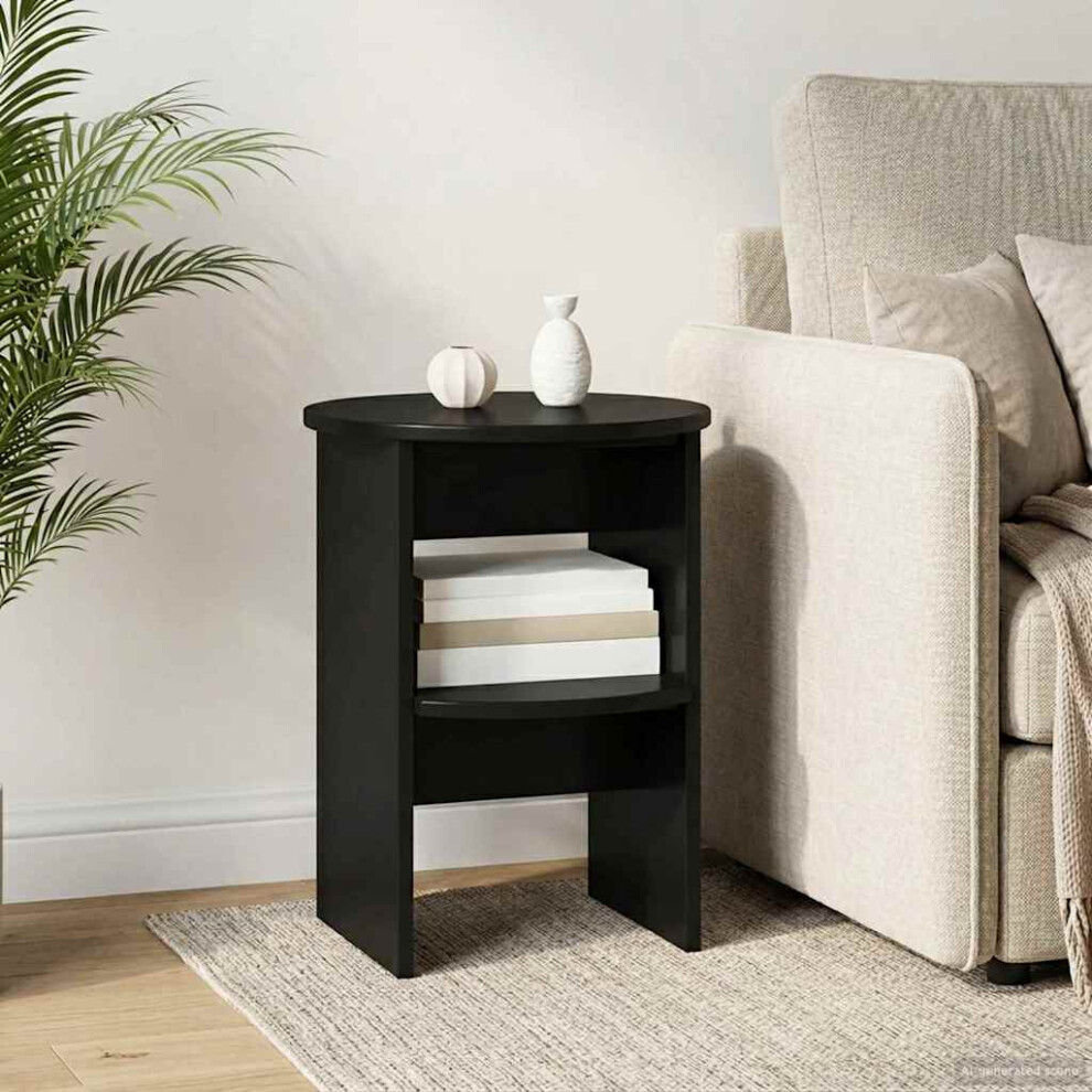 Vidaxl Side Cabinet Black Ø40 X 50 Cm Engineered Wood
