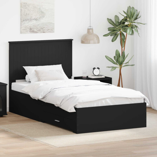 VidaXL vidaXL Bed Frame Black and Silver 90 x 200 cm Engineered Wood
