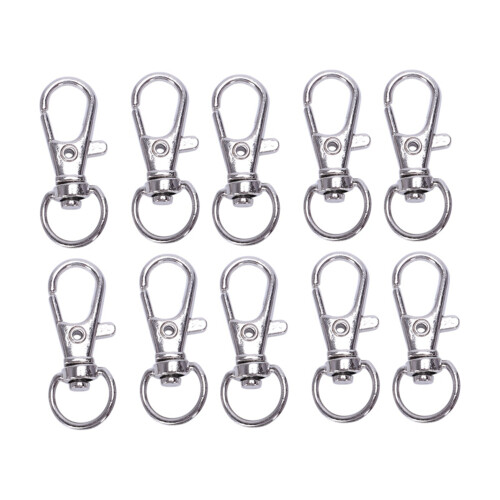 10pcs silver hooks 12mm x 30mm swivel trigger