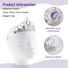 Vrouw Bruiloft Faux Strass Tiara Kroon Hoofdband Zilverkleurig Paars
