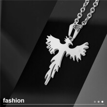 Jewelry Stainless Steel Phoenix Pendant with 50cm Chain, Necklace for Men Women, Silver